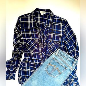 Maison Jules button down plaid shirt